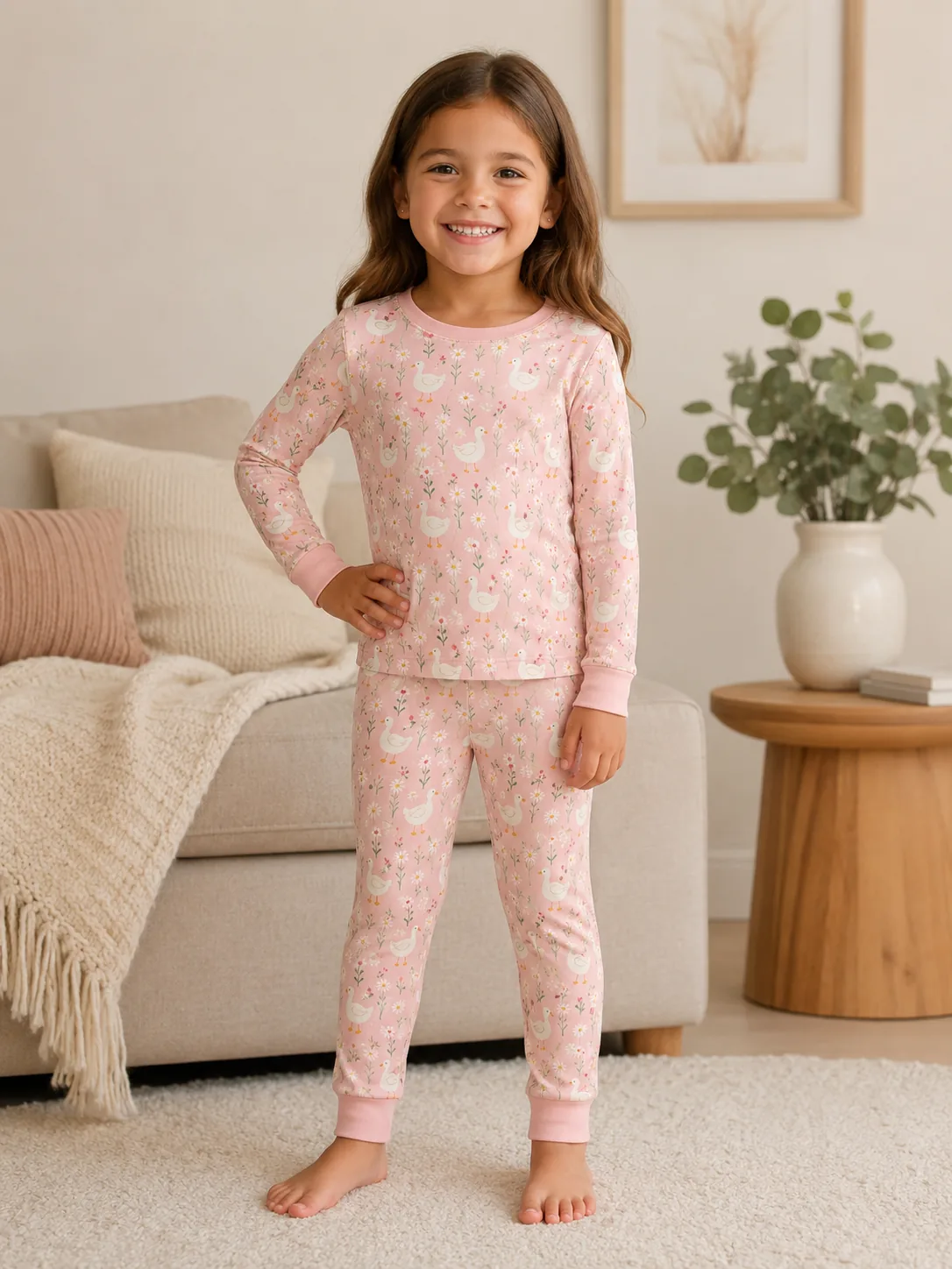 Kids two-piece bamboo viscose pajama set for U.S. boutique sleepwear brands